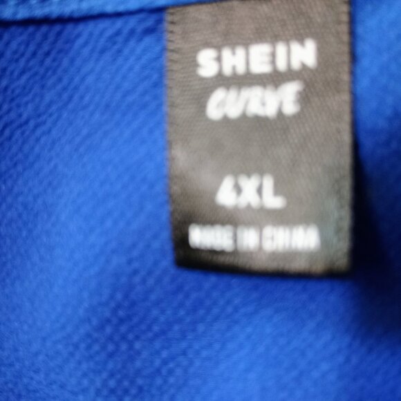 EUC: SHEIN Curve Sze 4XL Royal Blue Peplum Puff Sleeve Blouse - Picture 3 of 4